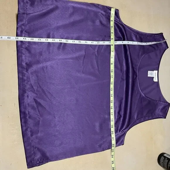 Coldwater Creek Womens Satin Shell Tank Top Shirt XL Shimmer Heavy Purple Dressy - Picture 3 of 8